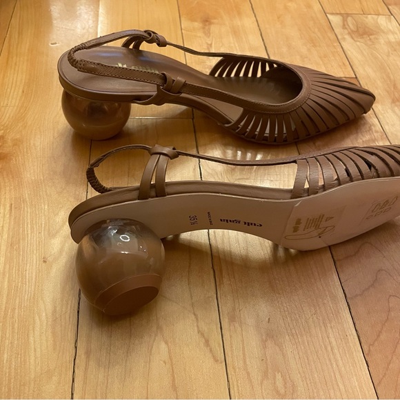 Cult Gaia - Alia slingback leather heels in hazelnut size 35.5 - Picture 3 of 4